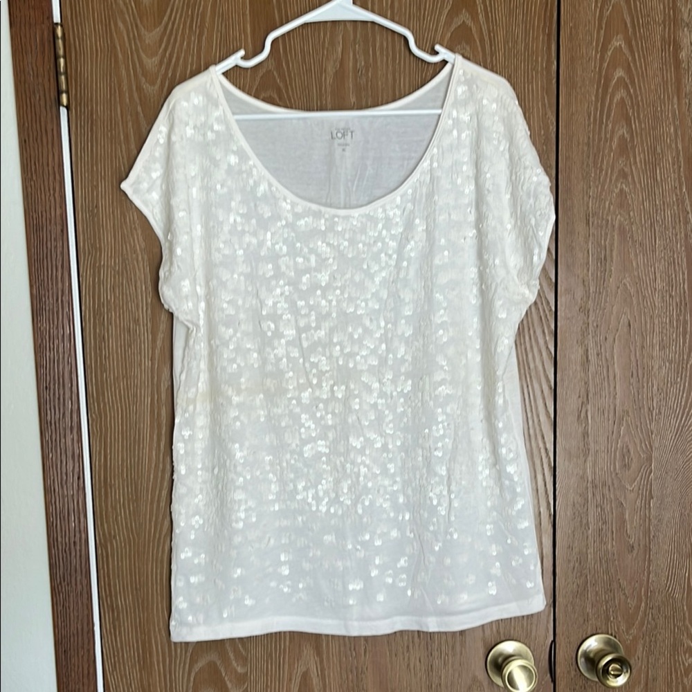 LOFT White Sequin Women's Top